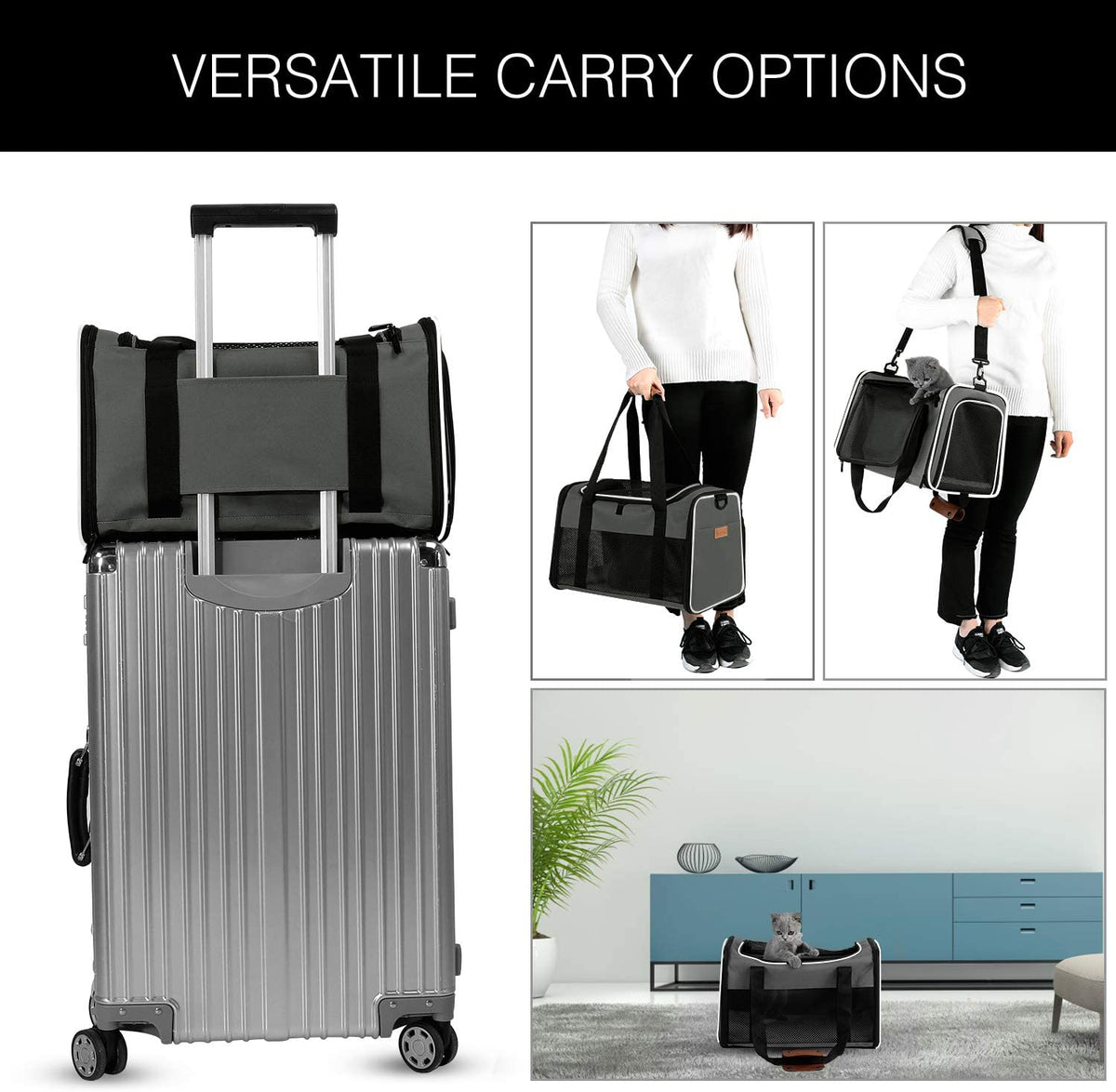 Ultimate Soft-Sided Pet Carrier for Cats and Dogs - Airline Approved, Lightweight, and Foldable Travel Solution for Pets Up to 22 lbs