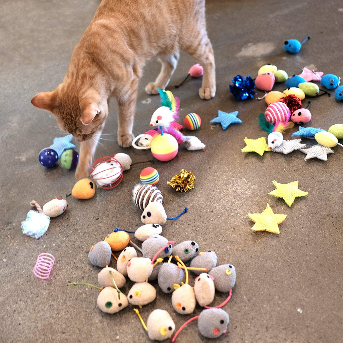 20-Piece Interactive Cat Toy Set Featuring Catnip Mice for Cats, Kittens, and Puppies (Grey)
