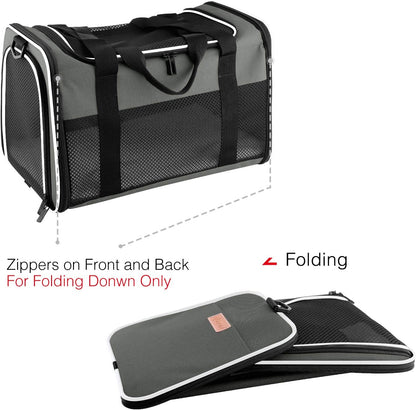 Ultimate Soft-Sided Pet Carrier for Cats and Dogs - Airline Approved, Lightweight, and Foldable Travel Solution for Pets Up to 22 lbs