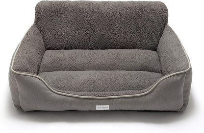 Luxurious Grey Rectangle Dog Bed with Anti-Slip Base - Perfect for All Breeds Up to 55 Pounds