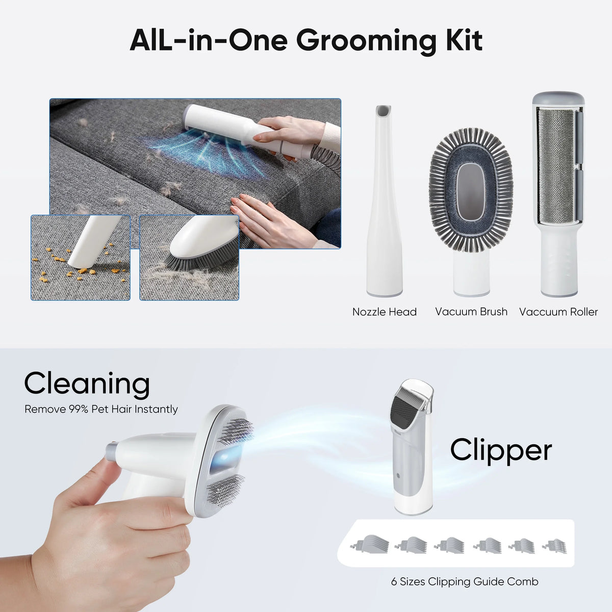 Ultimate 5-in-1 Pet Grooming Kit with Vacuum: Professional Electric Clippers for Dogs & Cats - Keep Your Home Fur-Free!