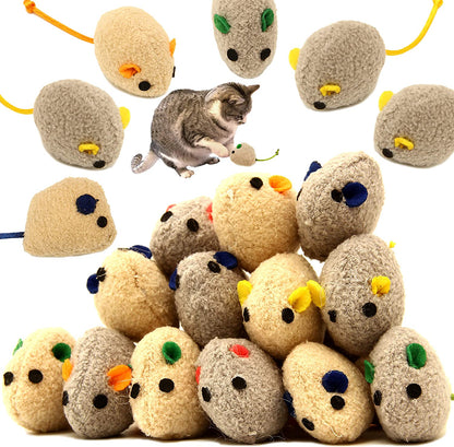 20-Piece Interactive Cat Toy Set Featuring Catnip Mice for Cats, Kittens, and Puppies (Grey)