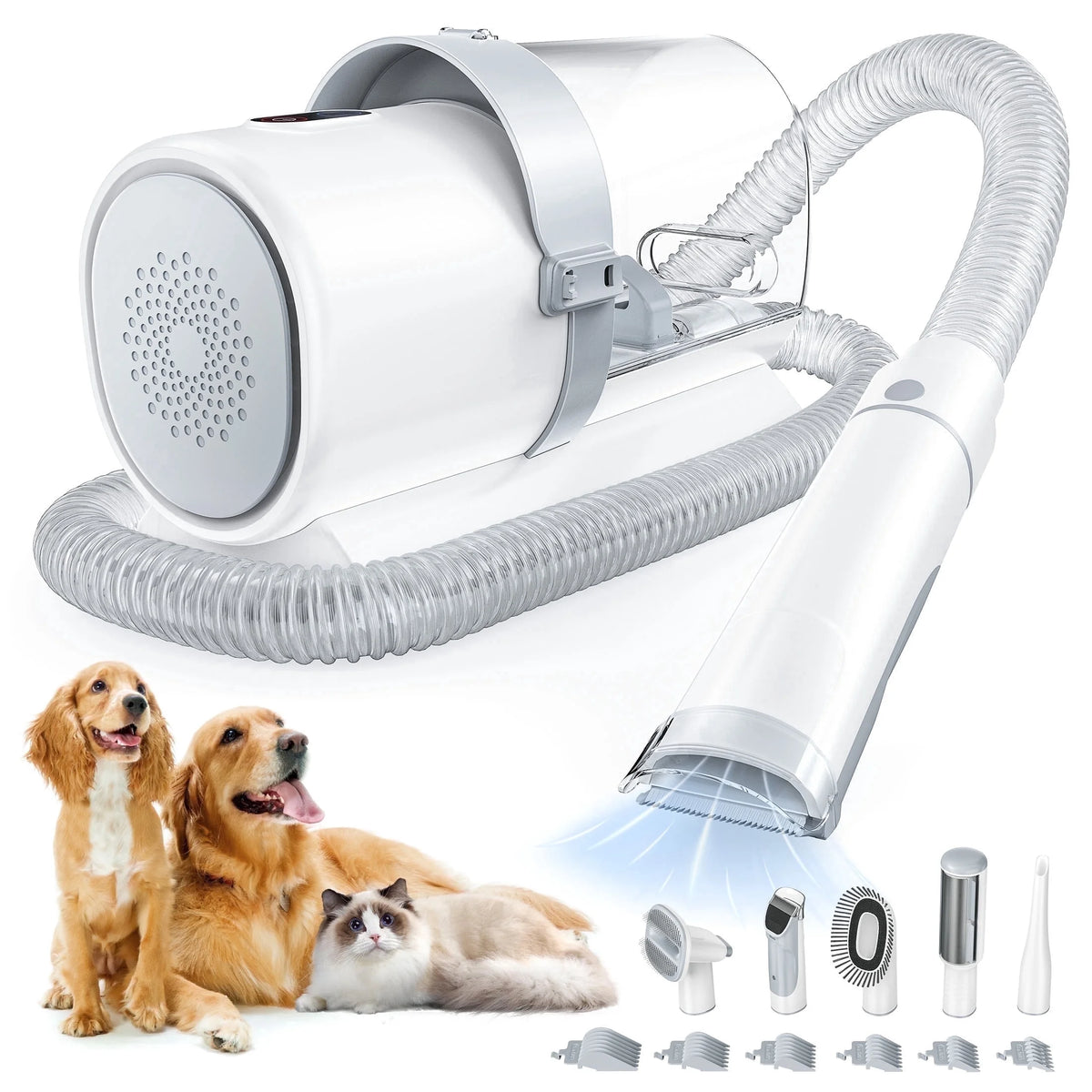 Ultimate 5-in-1 Pet Grooming Kit with Vacuum: Professional Electric Clippers for Dogs & Cats - Keep Your Home Fur-Free!