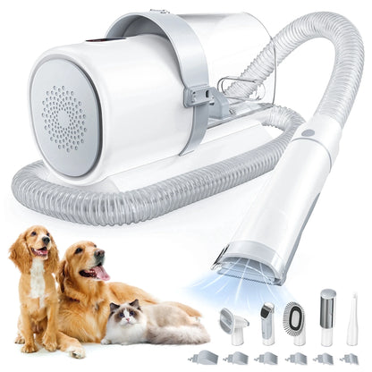 Ultimate 5-in-1 Pet Grooming Kit with Vacuum: Professional Electric Clippers for Dogs & Cats - Keep Your Home Fur-Free!