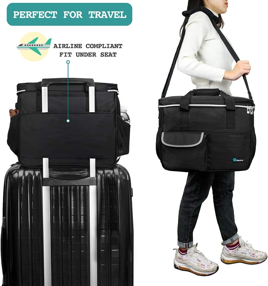 Medium Black Dog Travel Organizer and Pet Supplies Tote