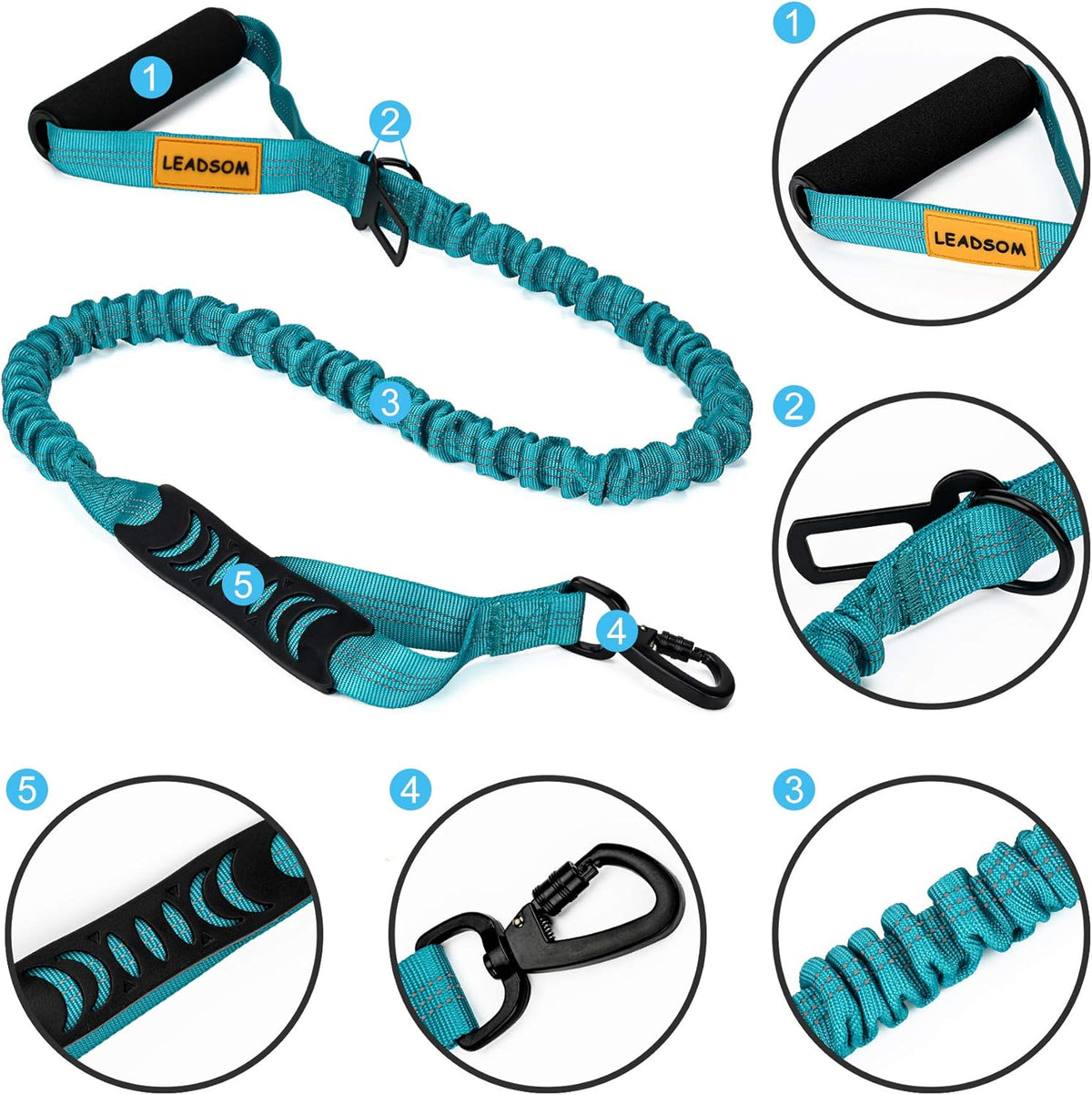 Experience Unmatched Control and Comfort with Our 6-Foot Heavy-Duty Elastic Bungee Dog Leash - Perfect for Medium to Large Dogs!