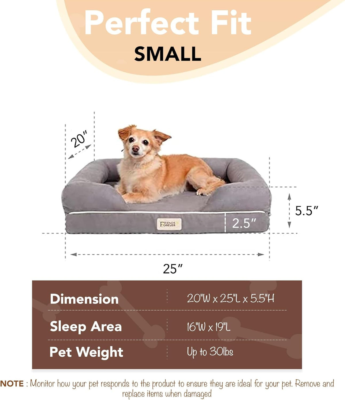 Luxurious Orthopedic Memory Foam Dog Bed - Cozy Calming Pet Sofa in Chester Cocoa Brown, 25" x 20" x 5.5" with Non-Slip Base and Water-Resistant Cover