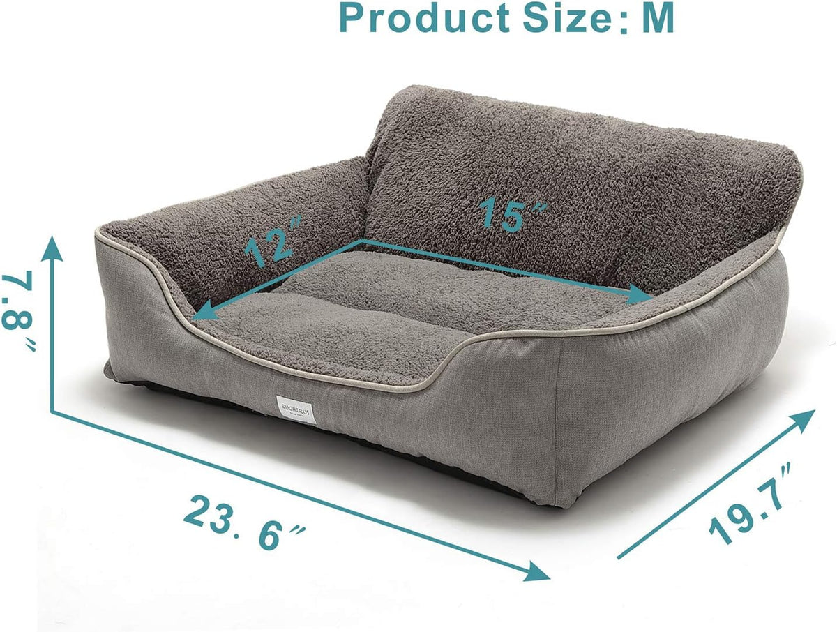 Luxurious Grey Rectangle Dog Bed with Anti-Slip Base - Perfect for All Breeds Up to 55 Pounds