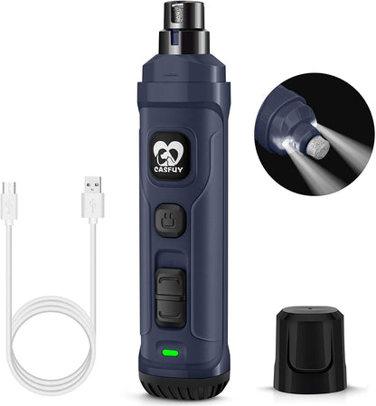 Ultimate Dog Nail Grinder with Dual LED Lights - Powerful 2-Speed Electric Trimmer for Painless Grooming of Small, Medium, and Large Dogs and Cats (Blue)