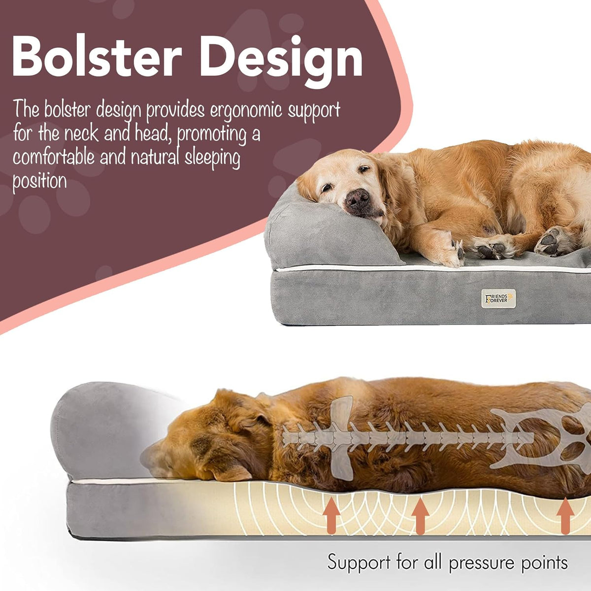 Luxurious Orthopedic Memory Foam Dog Bed - Cozy Calming Pet Sofa in Chester Cocoa Brown, 25" x 20" x 5.5" with Non-Slip Base and Water-Resistant Cover