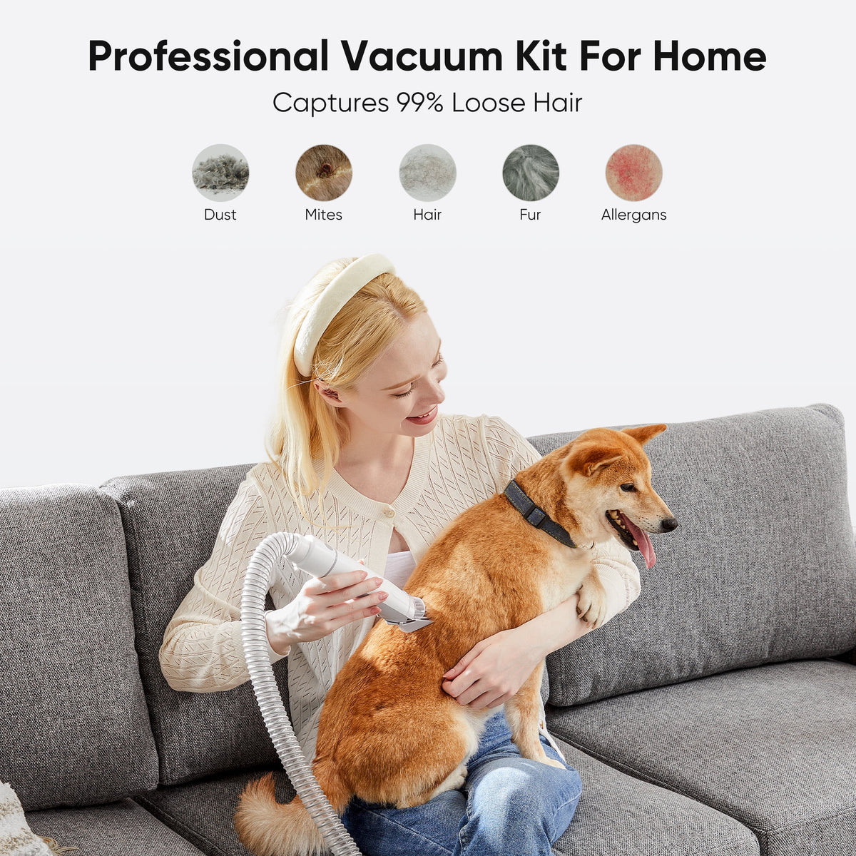 Ultimate 5-in-1 Pet Grooming Kit with Vacuum: Professional Electric Clippers for Dogs & Cats - Keep Your Home Fur-Free!