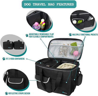Medium Black Dog Travel Organizer and Pet Supplies Tote