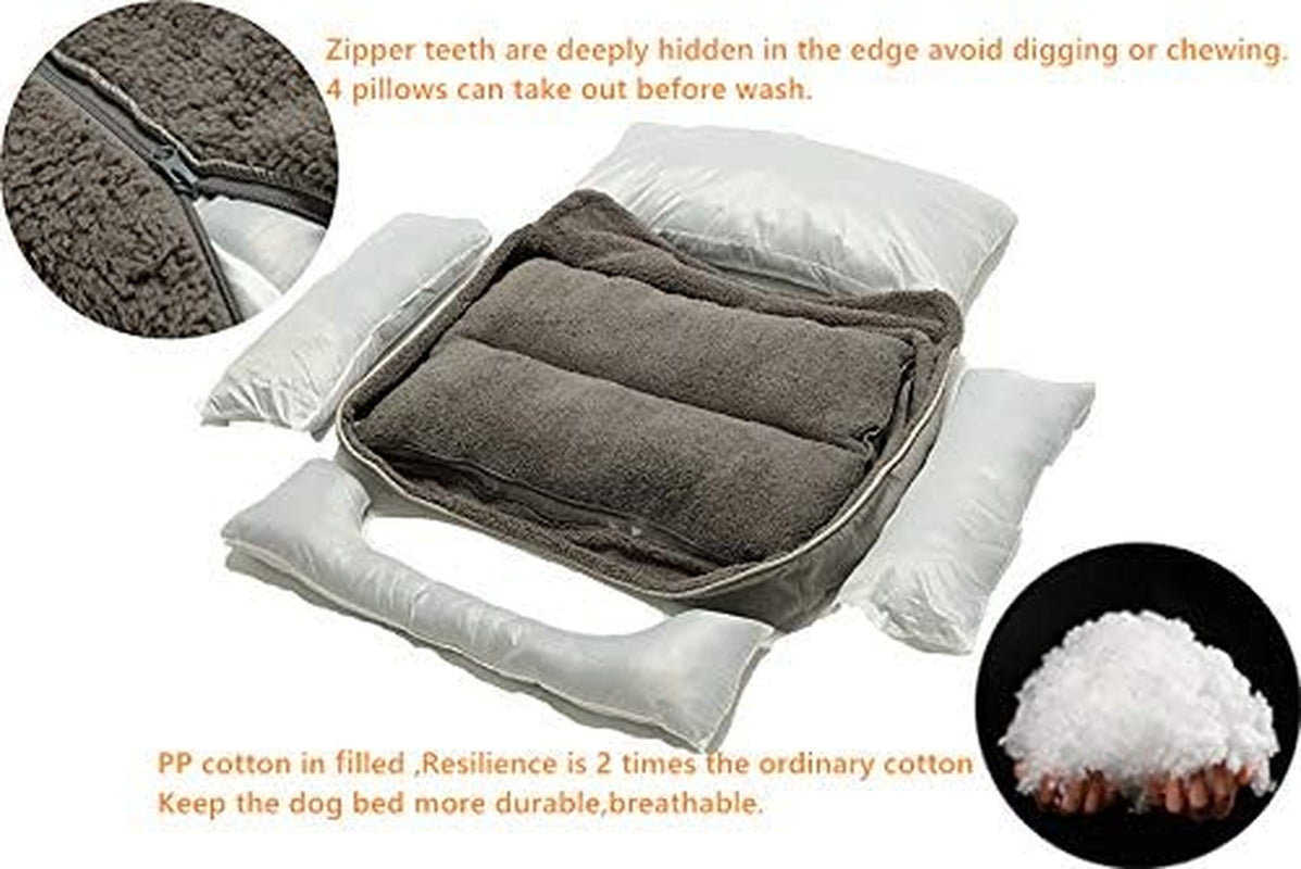 Luxurious Grey Rectangle Dog Bed with Anti-Slip Base - Perfect for All Breeds Up to 55 Pounds