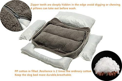 Luxurious Grey Rectangle Dog Bed with Anti-Slip Base - Perfect for All Breeds Up to 55 Pounds